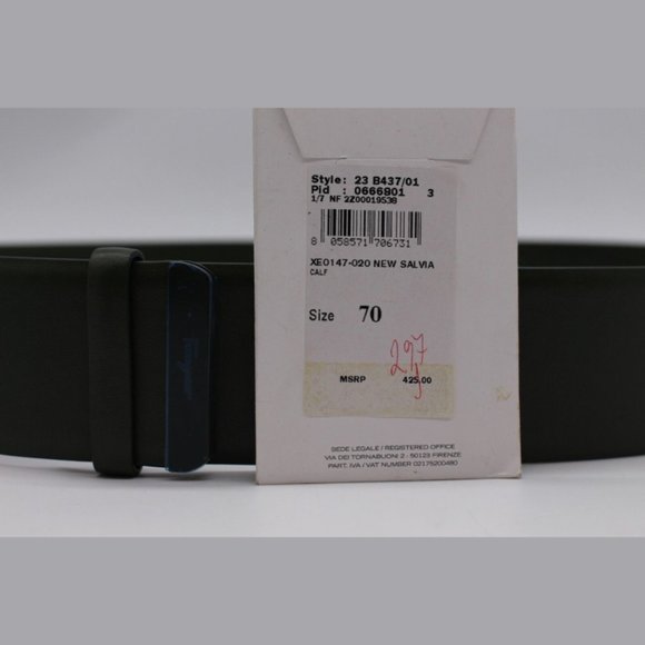 $425 Salvatore Ferragamo NEW SALVIA CALF Leather Belt Size 70 - Picture 6 of 8